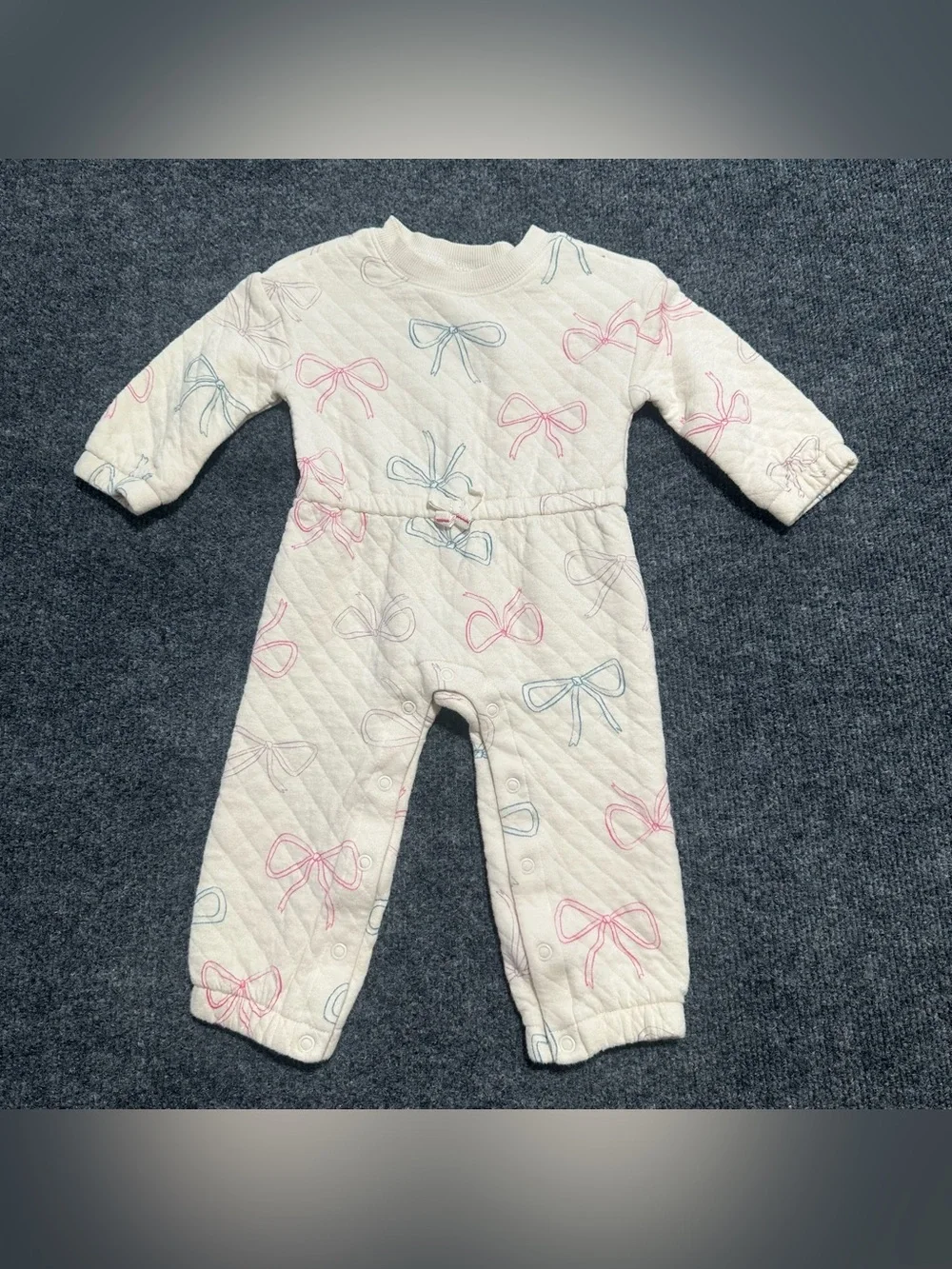 Carter's Quilted Baby Girl Bow Print Long-Sleeve Jumpsuit